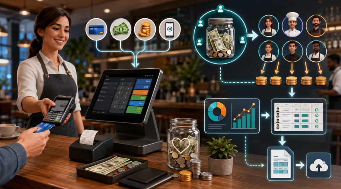 Restaurant POS tip reporting, pooling, and payroll-ready data workflow